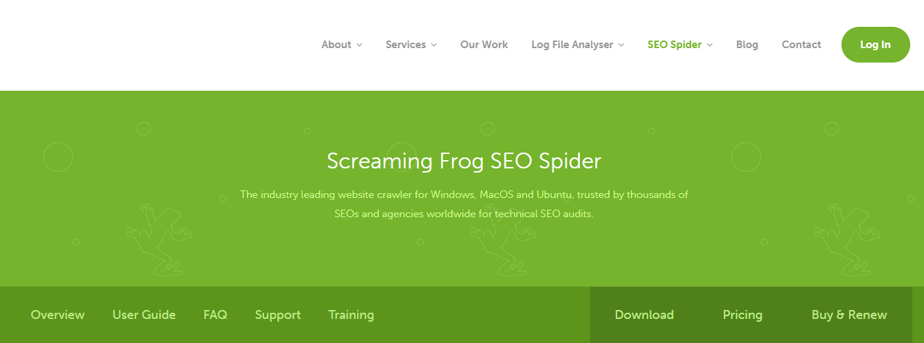 Phần mềm Screaming Frog.